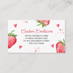 Watercolor Strawberry Customized Enclosure Card