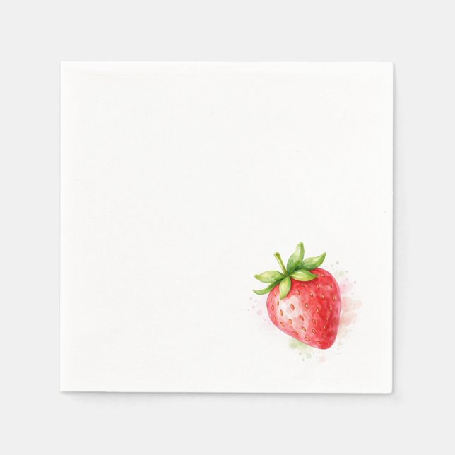 Watercolor Strawberry Cute Party Event Napkins (Front)