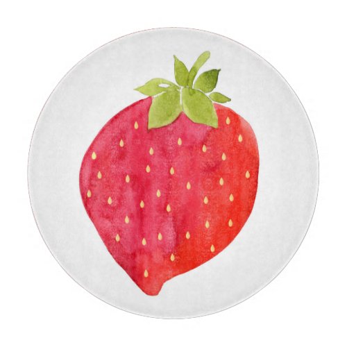 Watercolor Strawberry Cutting Board
