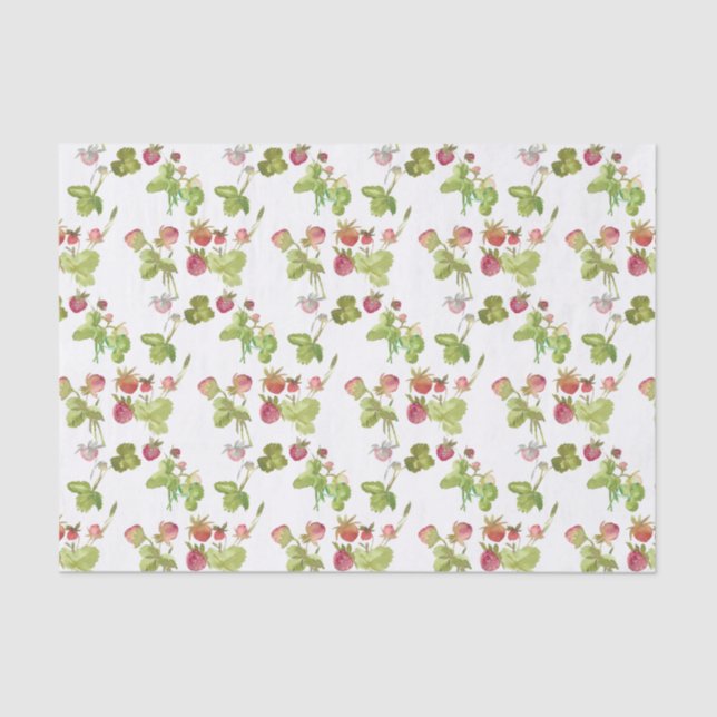 Watercolor Strawberry Decoupage  Tissue Paper (Front)
