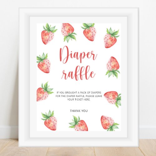 Watercolor Strawberry _ diaper raffle Poster