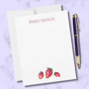 Watercolor Strawberry Elegant Hand-Illustrated Note Card
