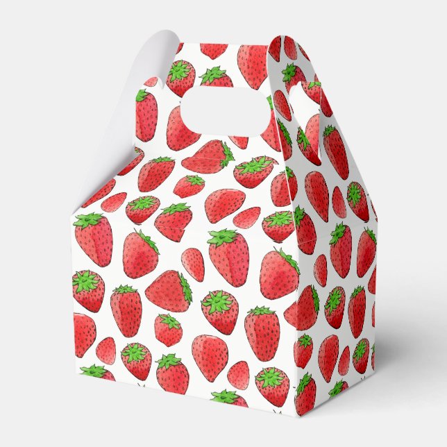 Watercolor Strawberry Favor Boxes (Back Side)