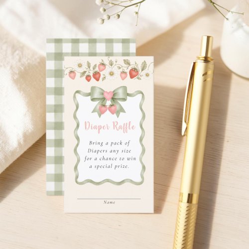 Watercolor Strawberry Floral Diaper Raffle Card