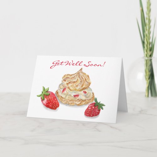 Watercolor Strawberry Get Well Soon Card