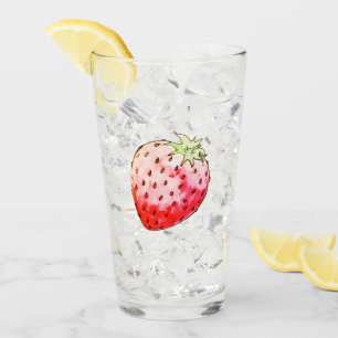 watercolor strawberry glass