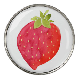 Watercolor Strawberry Golf Ball Marker