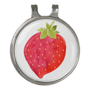 Watercolor Strawberry Golf Hat Clip