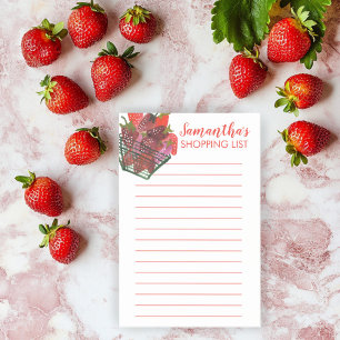 Watercolor Strawberry Grocery Shop List Meal Plan Post-it Notes