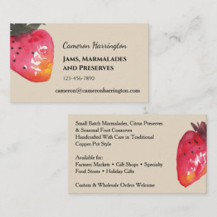 Watercolor Strawberry Jam Artisan               Business Card