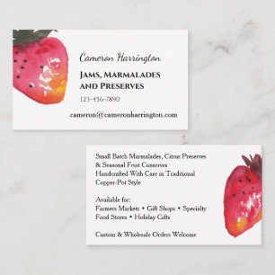 Watercolor Strawberry Jam Artisan Business Card