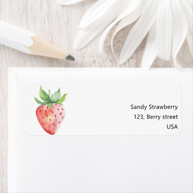 Watercolor Strawberry  Label (Insitu)