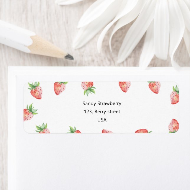 Watercolor Strawberry  Label (Insitu)
