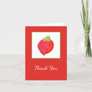 Watercolor Strawberry Letterpress Thank You Card