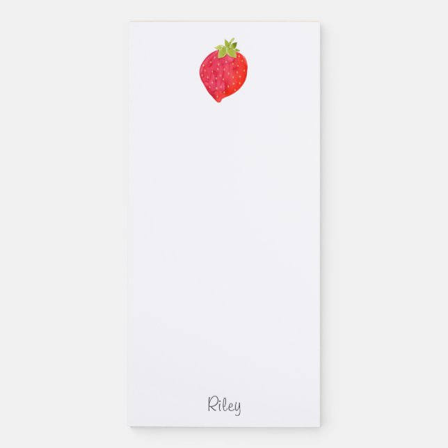 Watercolor Strawberry Magnetic Notepad (Front)