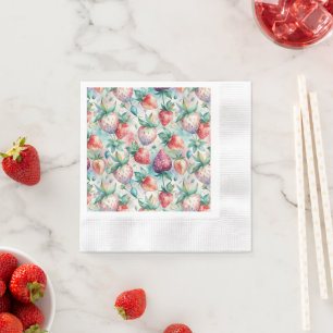 Watercolor Strawberry Napkins