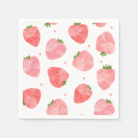 Watercolor Strawberry Napkins | Strawberry Napkins