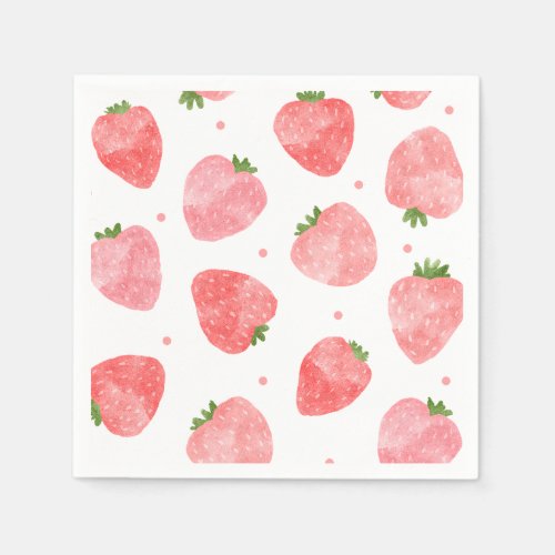 Watercolor Strawberry Napkins  Strawberry Napkins