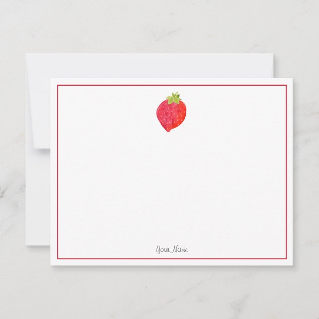 Watercolor Strawberry Note Card (Front)