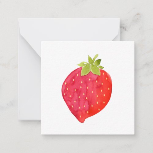 Watercolor Strawberry Note Card