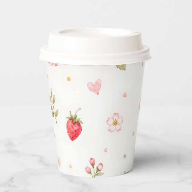 Watercolor Strawberry Paper Cups (Front)