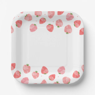 Watercolor Strawberry Paper Plates