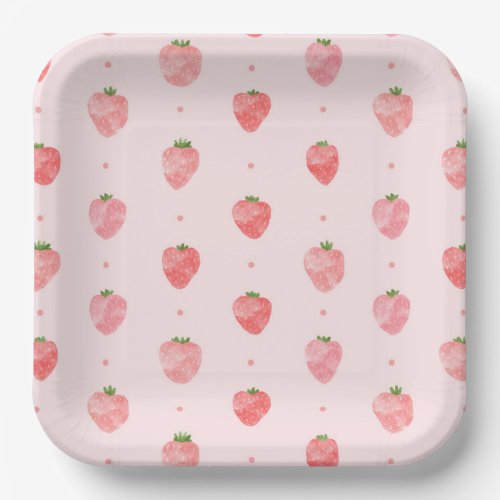 Watercolor Strawberry Paper Plates