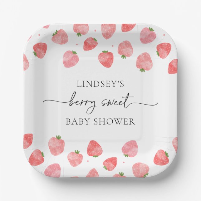Watercolor Strawberry Paper Plates (Front)