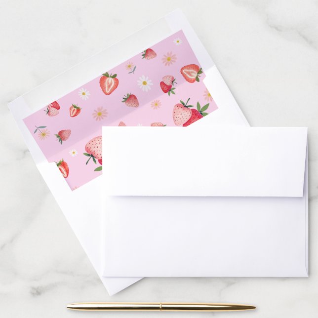 Watercolor Strawberry Party  Envelope Liner (Desk)