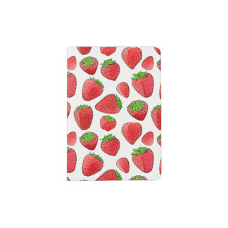 Watercolor Strawberry Passport Holder