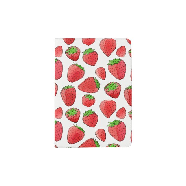 Watercolor Strawberry Passport Holder (Front)