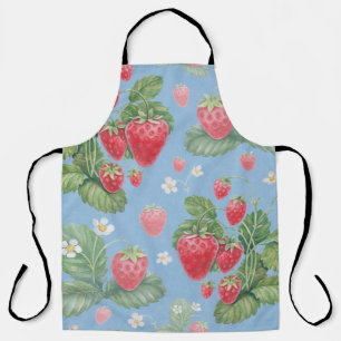 Watercolor strawberry pattern apron