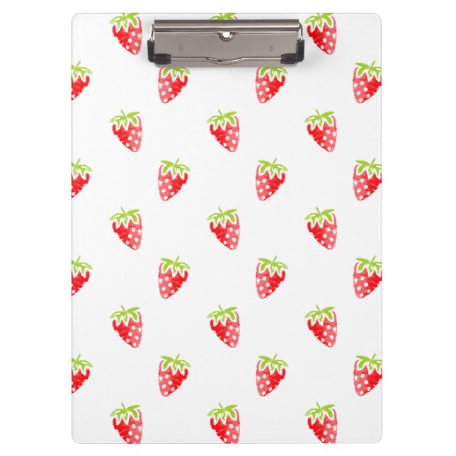 Watercolor Strawberry Pattern Clipboard (Front)