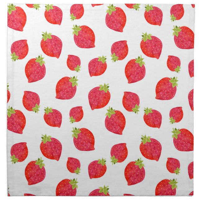 Watercolor Strawberry Pattern Cloth Napkin (Front)