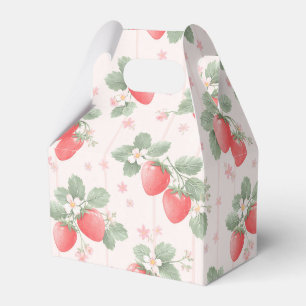 Watercolor strawberry pattern favor boxes
