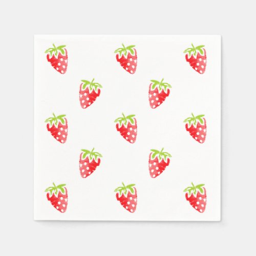 Watercolor Strawberry Pattern Paper Napkins