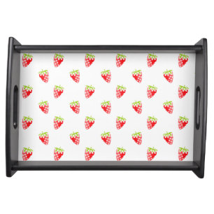 Watercolor Strawberry Pattern Serving Tray
