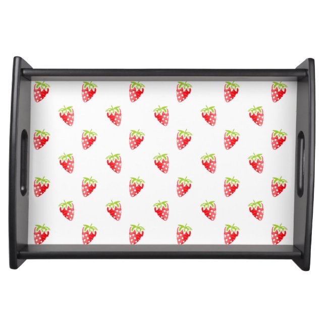 Watercolor Strawberry Pattern Serving Tray (Front)