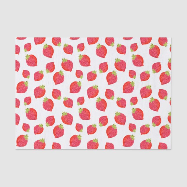 Watercolor Strawberry Pattern Tissue Paper (Front)