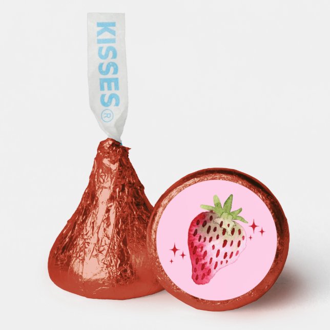 Watercolor Strawberry Pink and Red Hershey®'s Kisses® (Front)