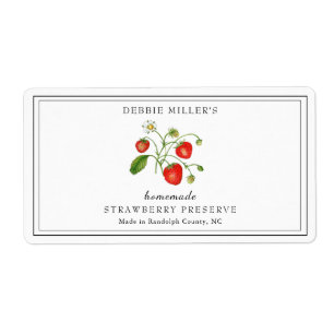 Watercolor Strawberry Preserve / Jam Label