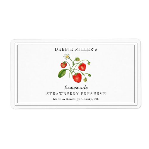 Watercolor Strawberry Preserve  Jam Label