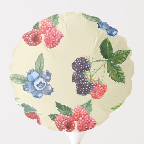 Watercolor Strawberry Raspberry Currant Pattern Balloon