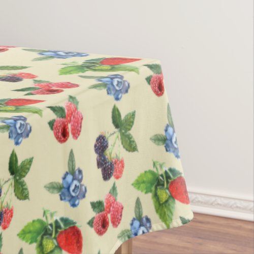 Watercolor Strawberry Raspberry Currant Pattern Tablecloth