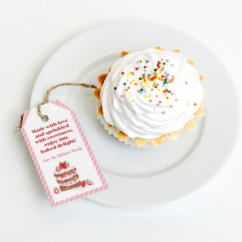 Watercolor Strawberry Short Cake Made with love  Gift Tags