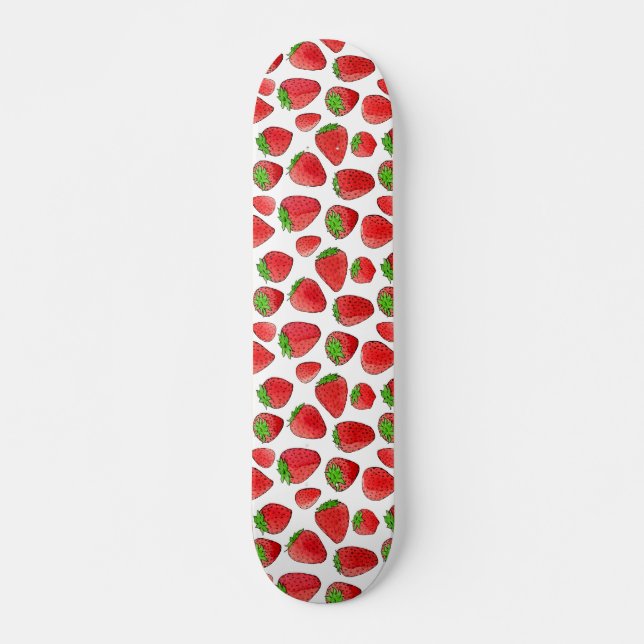 Watercolor Strawberry Skateboard (Front)
