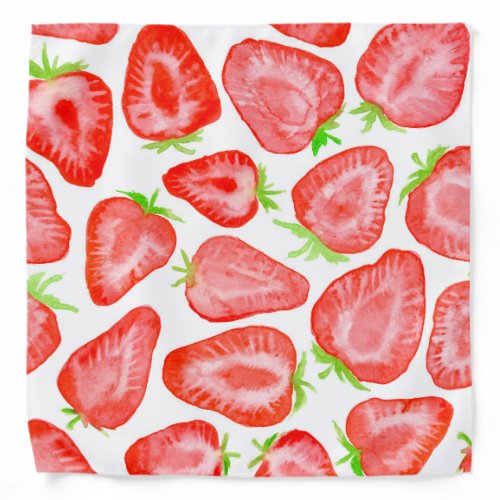Watercolor strawberry slices pattern bandana