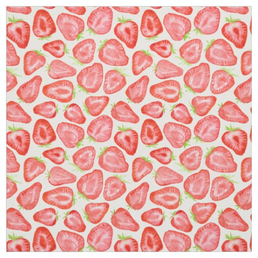 Watercolor strawberry slices pattern fabric