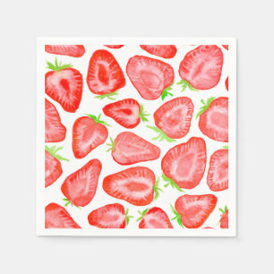 Watercolor strawberry slices pattern napkins