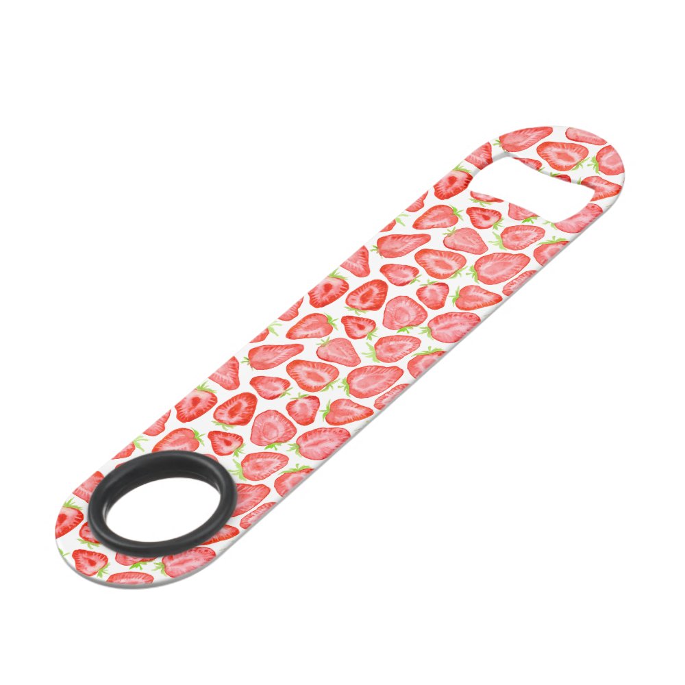 Disover Watercolor strawberry slices pattern speed bottle opener